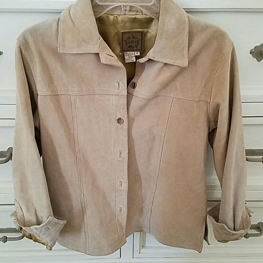 Suede leather shirt jacket